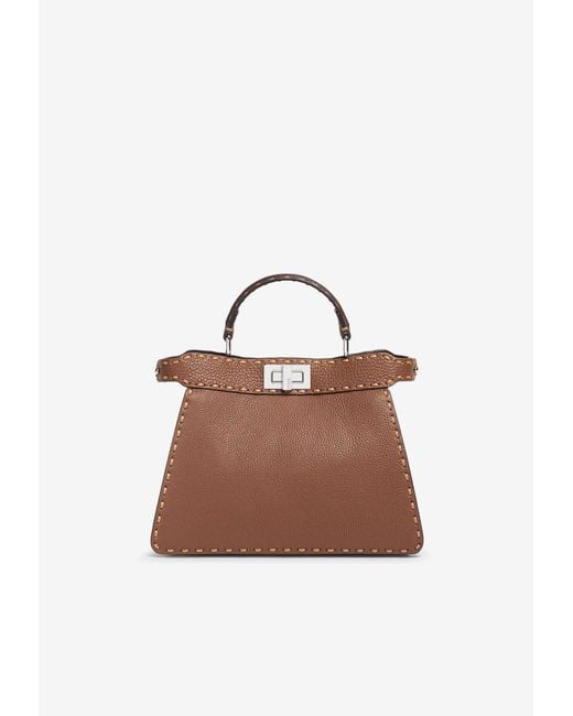 Fendi Brown Small Peekaboo Iseeu Top Handle Bag
