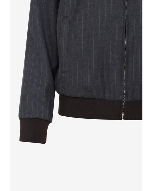 Miu Miu Black Pinstriped Zip-Up Jacket