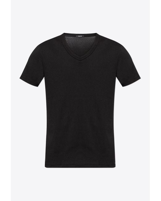 Tom Ford Black V-Neck Basic T-Shirt for men