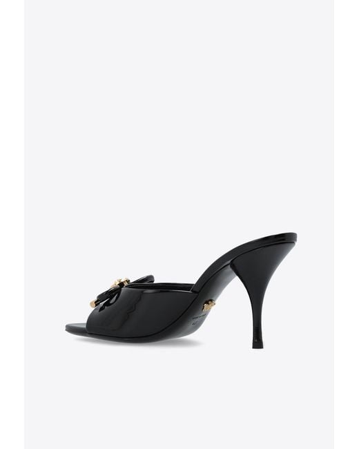 Versace Black Opera Bow 85 Patent Leather Mules