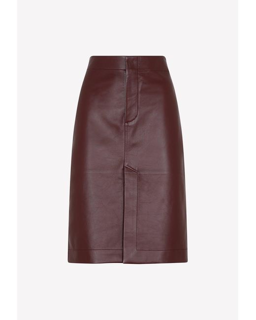 Bottega Veneta Pencil Skirt In Nappa Leather in Purple | Lyst