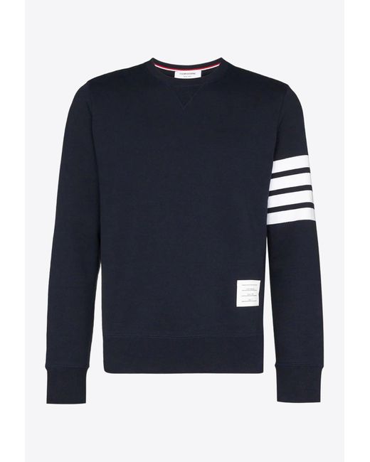 Thom Browne Blue 4-Bar Stripe Crewneck Sweatshirt for men