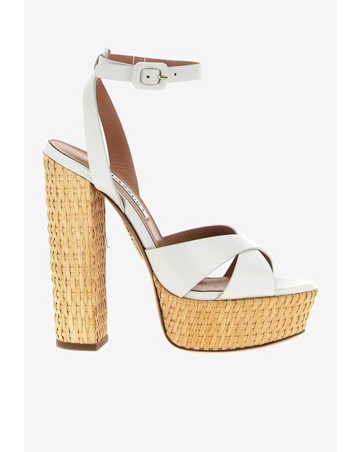 Aquazzura White Sunseeker 140 Platform Sandals