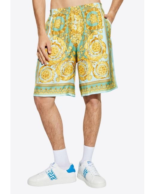 Versace Yellow Silk Shorts for men