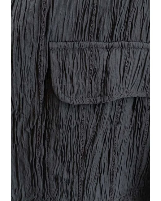 Alysi Gray Single-Breasted Wrinkled Blazer