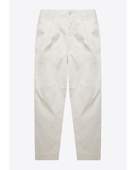 Emporio Armani White Logo Patch Straight-Leg Pants for men