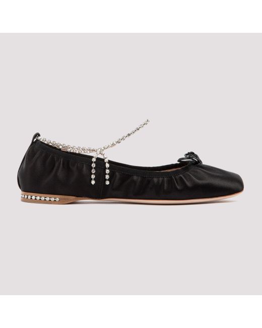 Miu Miu Silk-satin Ballet Flats Eu 35 in Black - Lyst