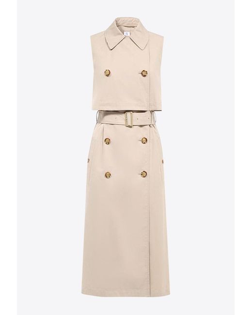 Burberry Natural Double-Breasted Midi Trench Dress