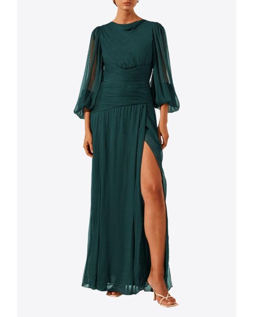 Shona Joy Layla Gathered Maxi Dress in Green | Lyst