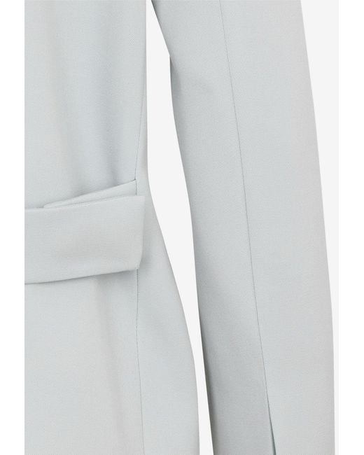 Jil Sander Blue Collarless Wool Blazer