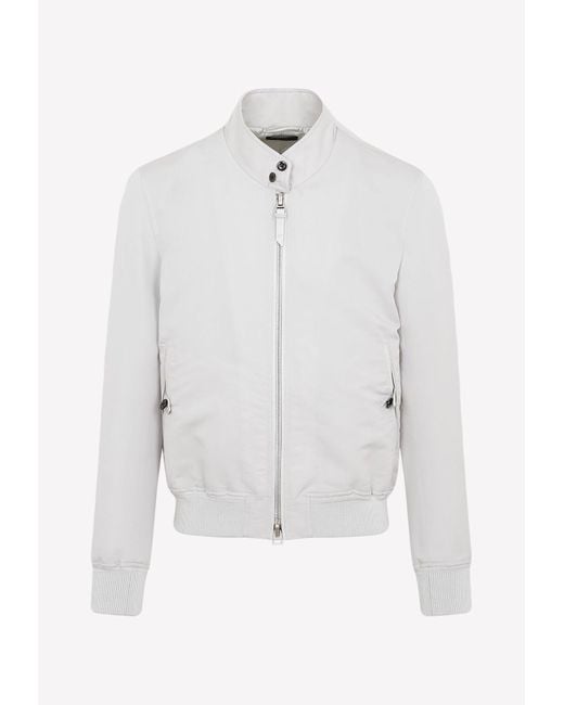 Tom Ford Fine Poplin Harrington-collar Jacket in White for Men | Lyst