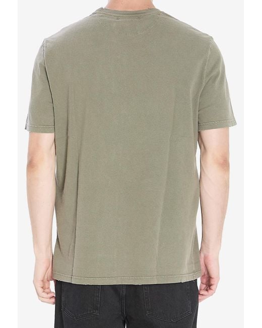 Golden Goose Deluxe Brand Green Reversed Golden Distressed T-Shirt for men