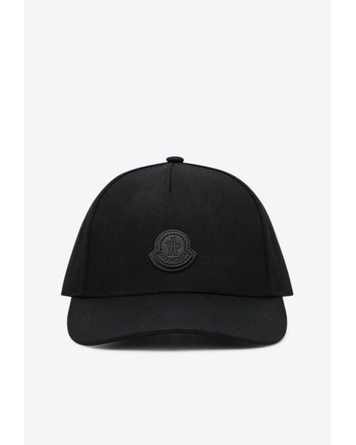 Moncler Black Logo Embroidered Baseball Cap for men