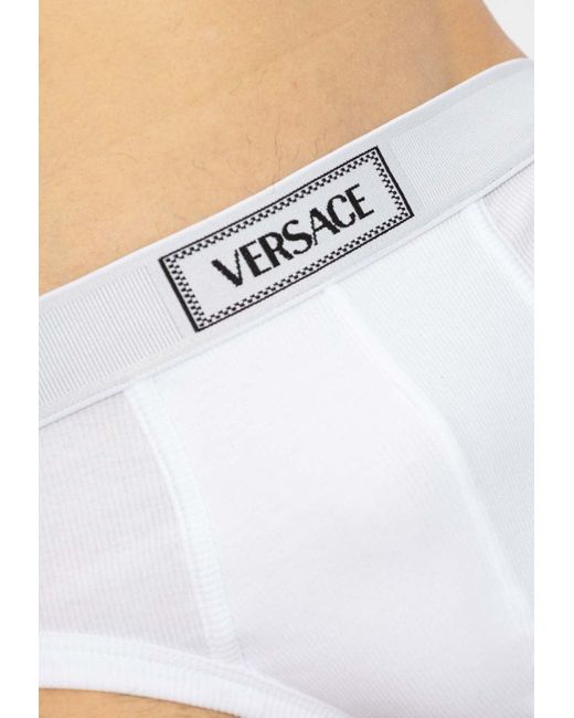 Versace White 90S Vintage Logo-Waistband Briefs for men