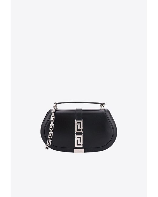 Versace Black Greca Goddess Leather Shoulder Bag