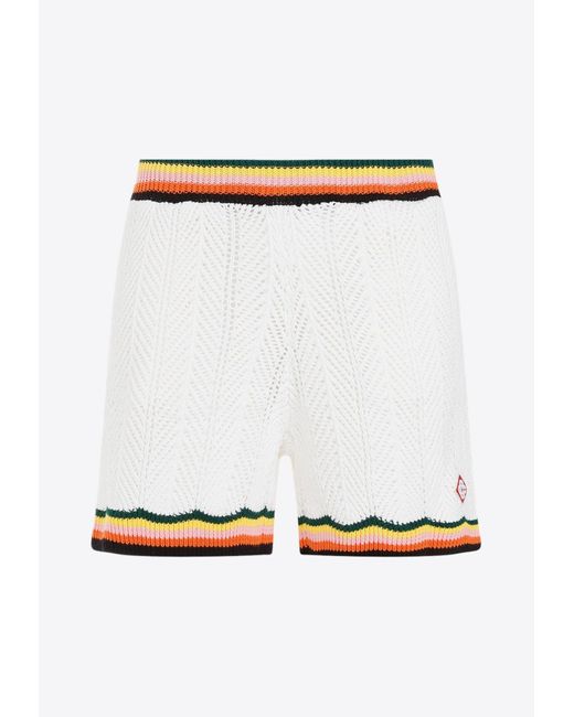 Casablancabrand Gray Crochet Bermuda Shorts for men
