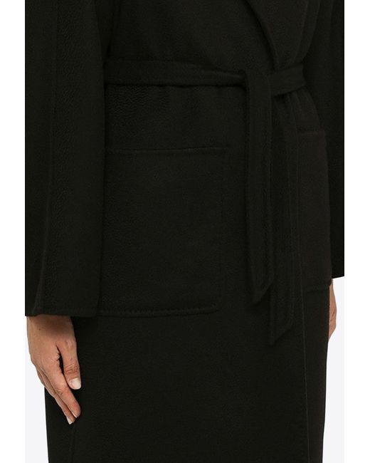 Max Mara Belted Knee-length Cashmere Coat in Black | Lyst