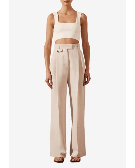 Shona Joy Irena Highwaisted Tailored Pants in Natural Lyst