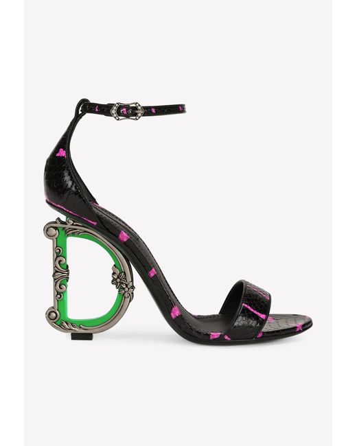 nappa leather sandals with baroque d&g heel