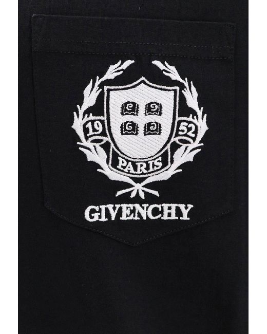 Givenchy Black Embroidered Logo Crest T-Shirt for men