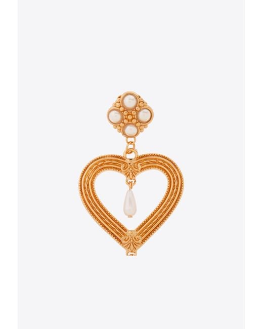 Moschino White Heart Shaped Clip-On Earrings