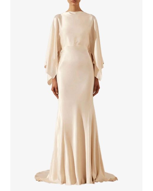 Shona Joy La Lune Flutter Sleeve Lace Back Maxi Dress in Natural Lyst