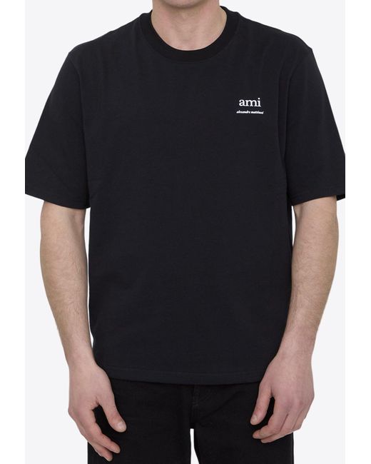 AMI Black Short-Sleeved Crewneck T-Shirt for men