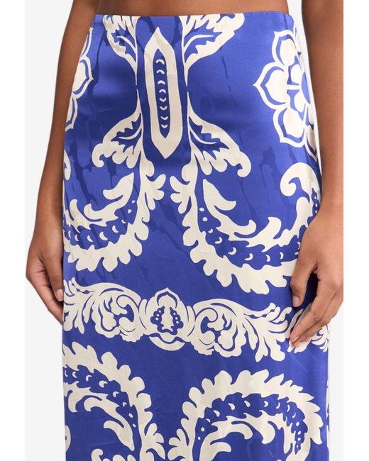 Etro Blue Asymmetric Floral Maxi Skirt