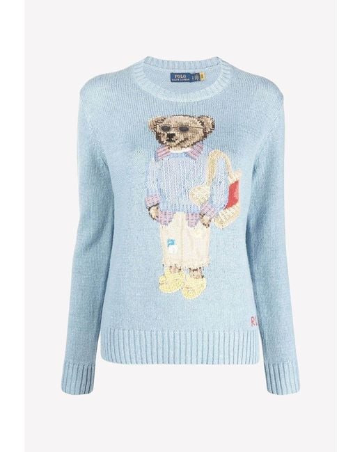 Polo Ralph Lauren Cotton Beach Bear Embroidered Sweatshirt in Blue ...