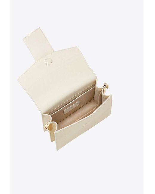 Strathberry White Box Crescent Leather Shoulder Bag