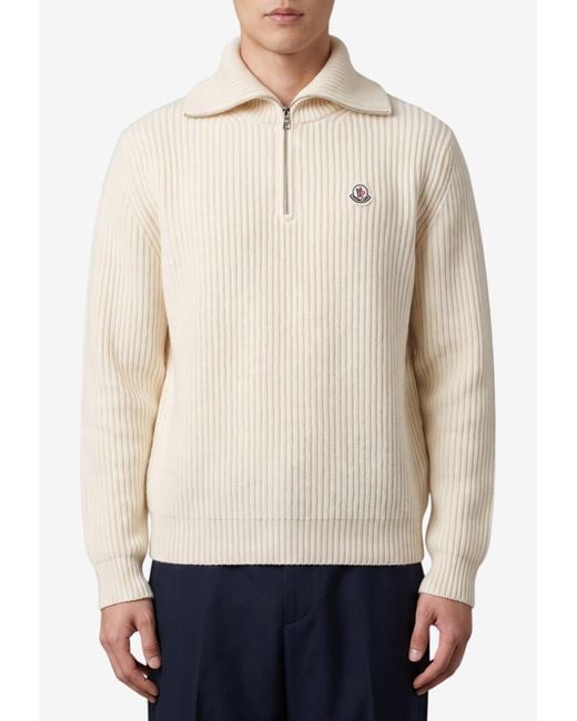 Moncler Natural Logo Patch Half-Up Sweater for men