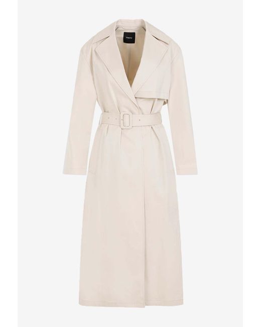 Theory Natural Trench Coat With Waist Belt