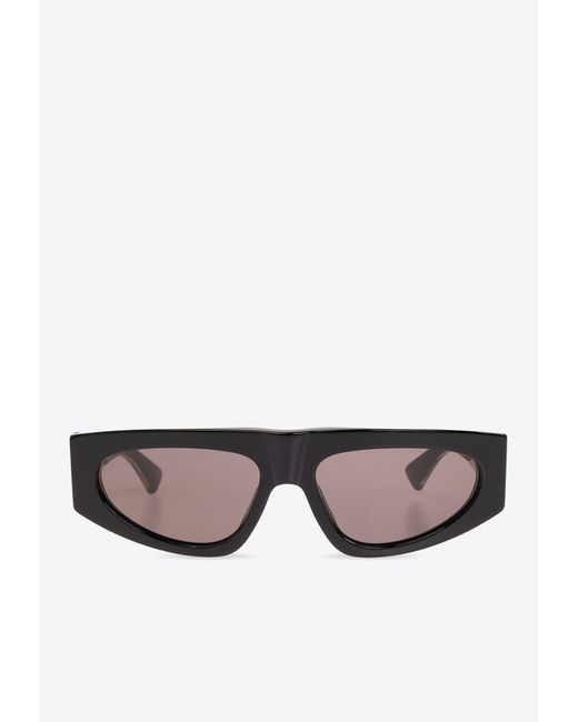 Bottega Veneta Gray Rectangular Logo Sunglasses