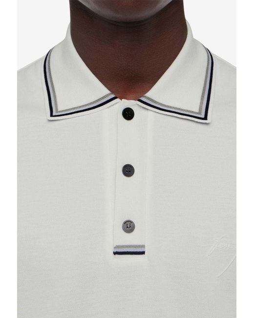 Ferragamo White Short-Sleeved Polo T-Shirt for men
