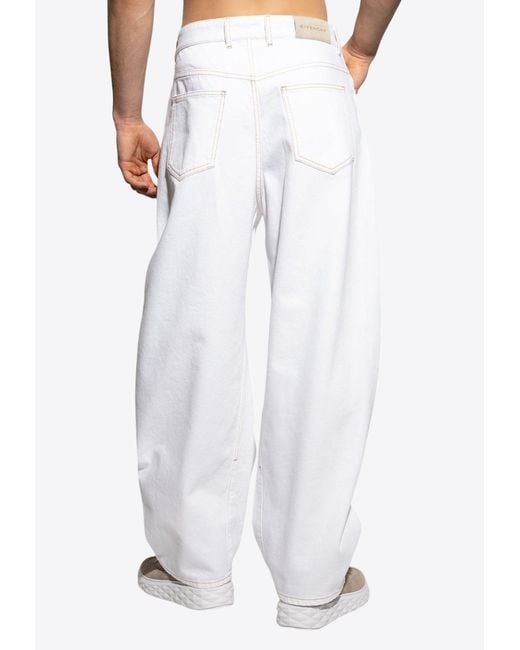 Givenchy White Logo Patch Balloon Jeans for men