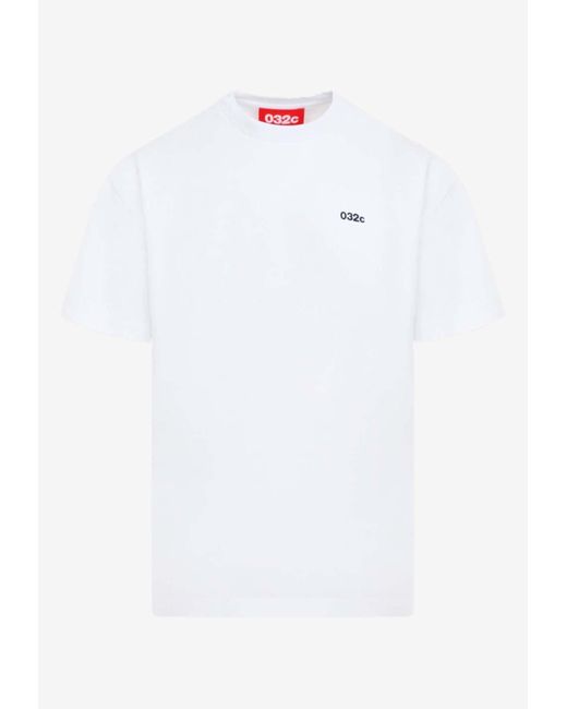 032c White Slogan-Printed Crewneck T-Shirt for men