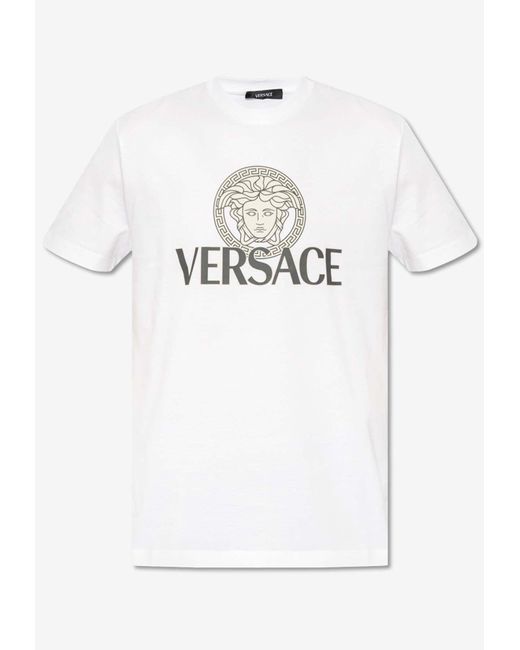 Versace White Medusa Logo Crewneck T-Shirt for men