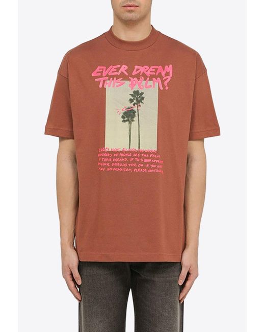 Palm Angels Orange Palm Dream Crewneck T-Shirt for men