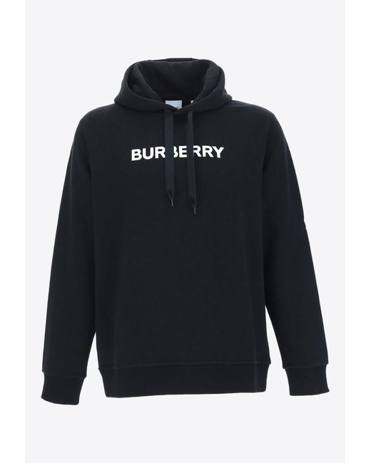 Burberry Blue Logo Print Hooded Sweatshirt for men