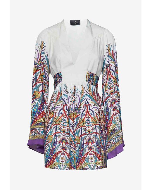 Etro White Floral Print Beach Dress