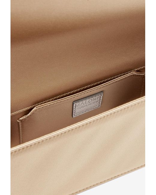 Malone Souliers White Vivien Crystal-Embellished Satin Clutch