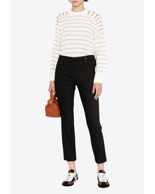 Brunello Cucinelli Black Monili Classic Pants