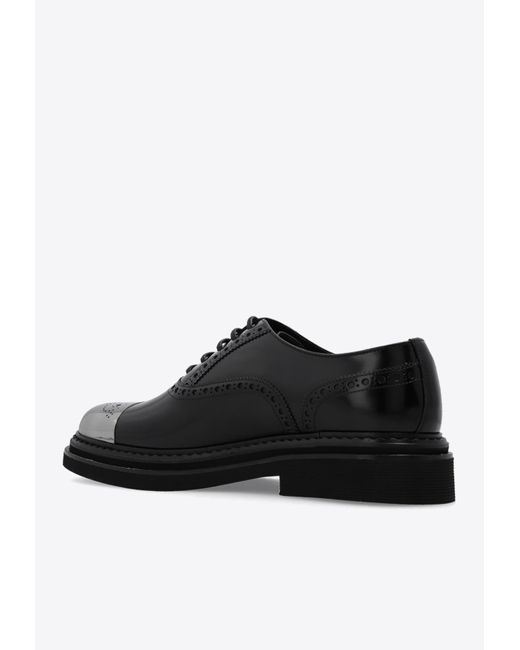 Dolce & Gabbana Contrast-toe Leather Brogue Shoes in Black for Men | Lyst