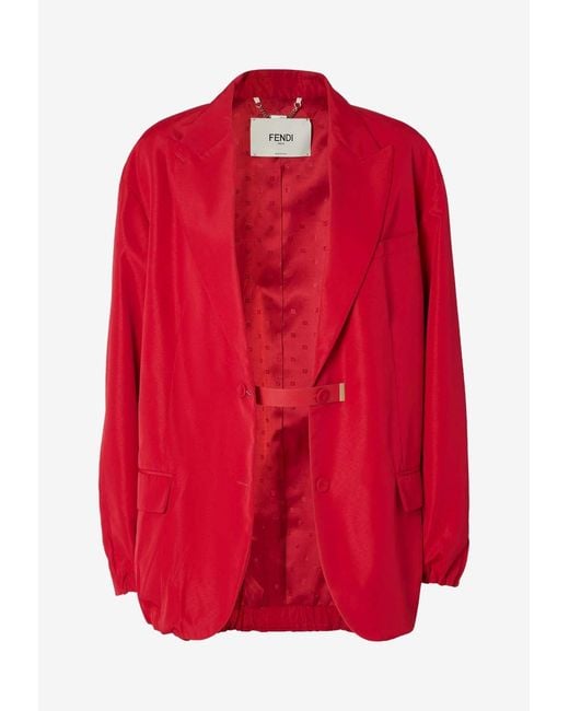 Fendi Red Single-Breasted Buttoned Blazer