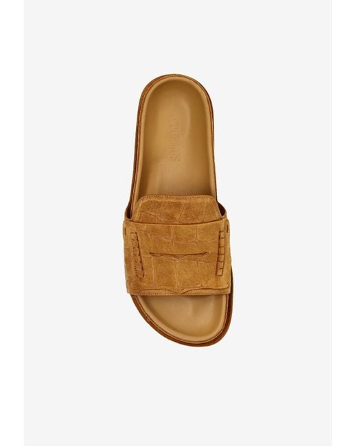 Jacquemus White Mocassin Suede Flat Sandals