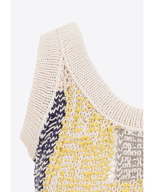 Sportmax White Giro Crochet Knit Mini Dress