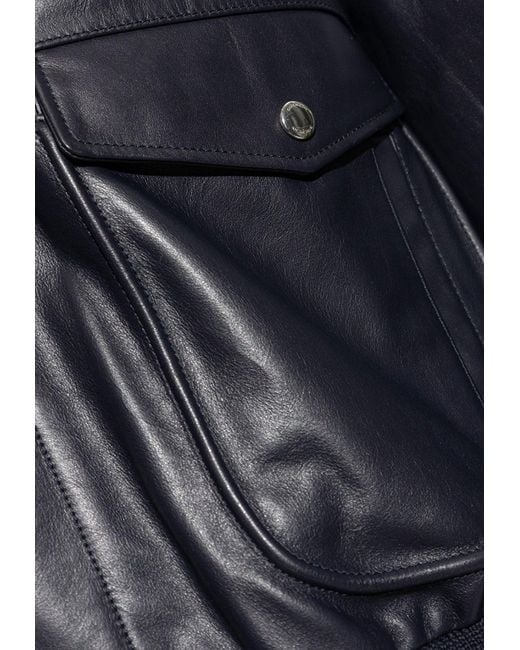 Givenchy Black Leather Zip-Up Jacket for men