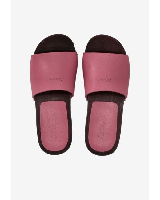 LA ROSE Pink Studded Leather Clogs