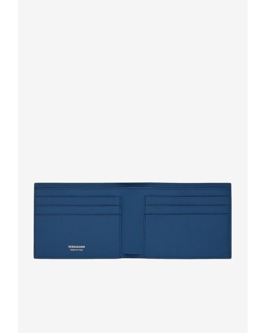 Ferragamo Blue Gancini Python-Embossed Leather Wallet for men