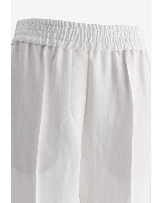 Brunello Cucinelli White Cropped Tapered Pants